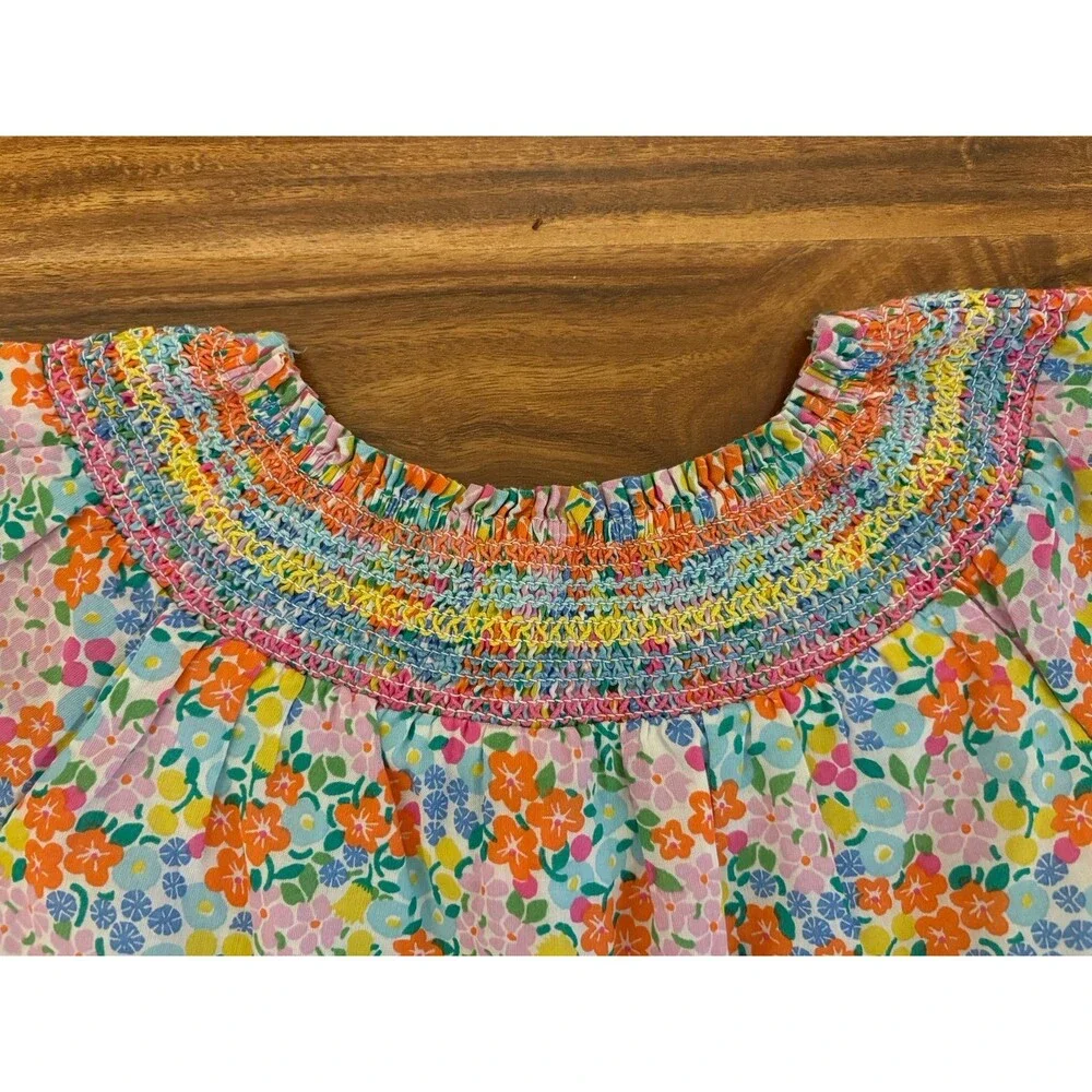 Mini Boden Smocked Neck Floral Top, Size 3-4